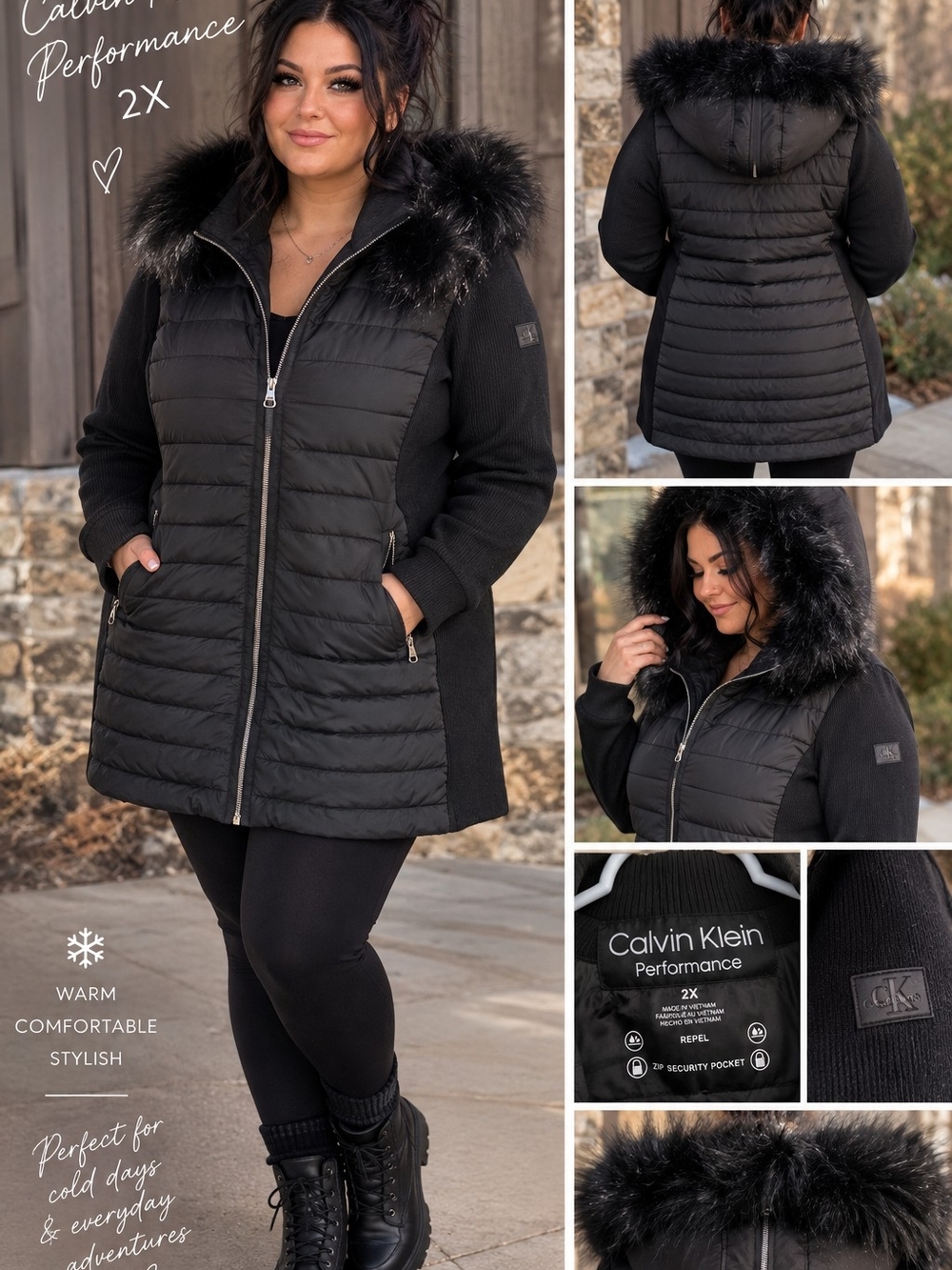 Calvin Klein Performance Black Puffer Jacket 2X